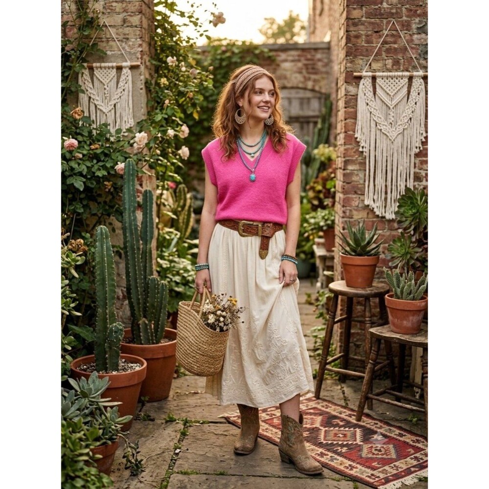 Mimosa Hot Pink Oversized Boxy Sweater Vest